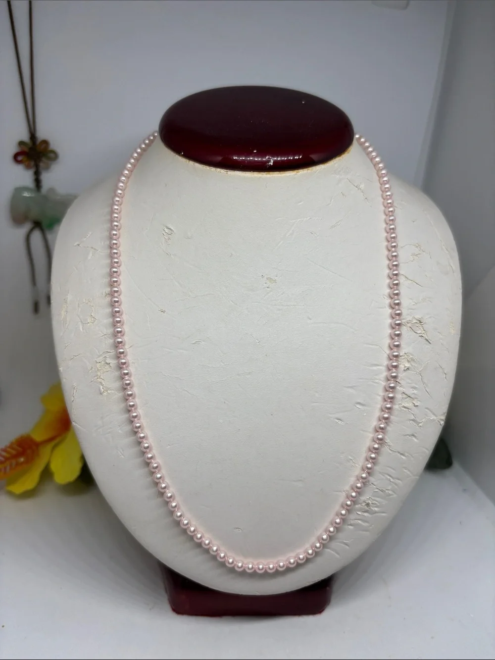 3mm Swarovski Crystal pink pearl necklace. sterling silver lobster claw c…
